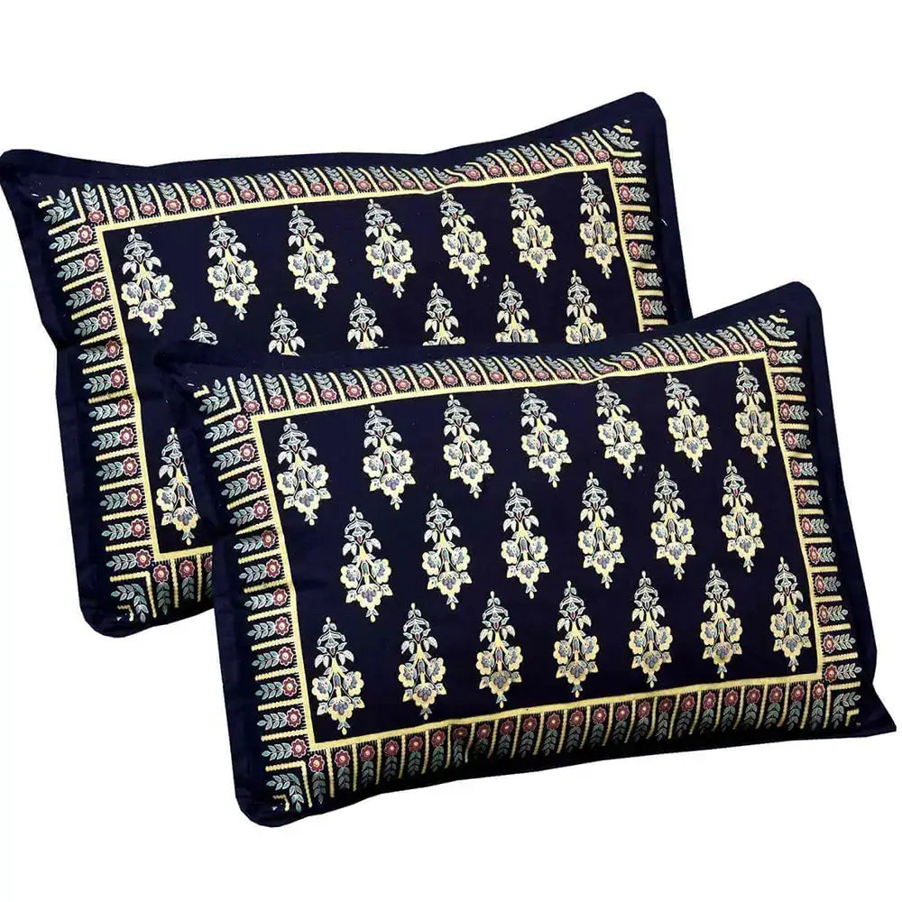 Two decorative pillows with intricate patterns on a white background
