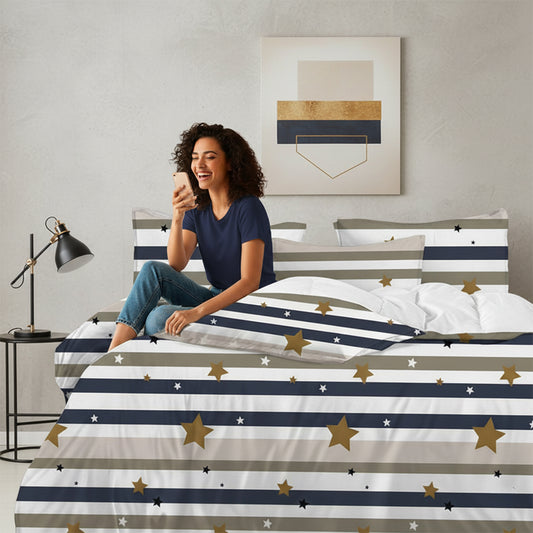 Multicolor Star Polycotton Fitted Bedsheet – King Size