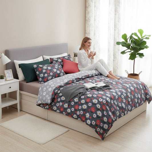 King Size Multicolor Flora Shanti Double Printed Bedsheet