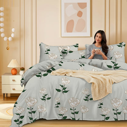 White Rose Cream Fitted Polycotton Bedsheet King Size