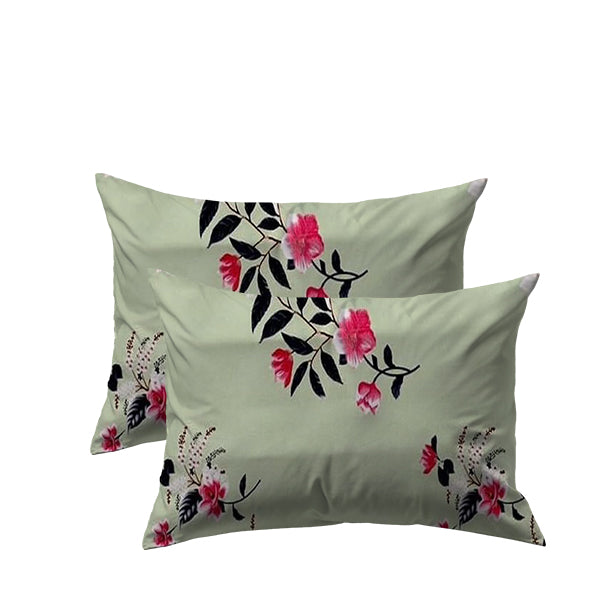 Two decorative pillows with floral patterns on a light green background