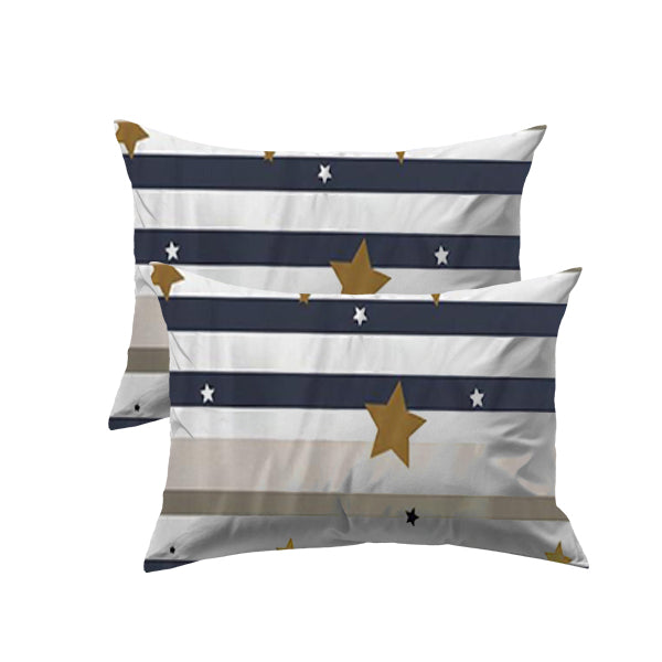 Two pillowcases with star and stripe pattern on a white background