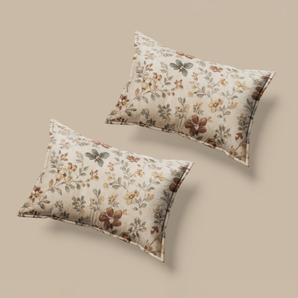 Leaf & flowers print multicolor polycotton double bed bedsheet