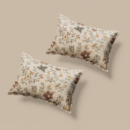 Leaf & flowers print multicolor polycotton double bed bedsheet