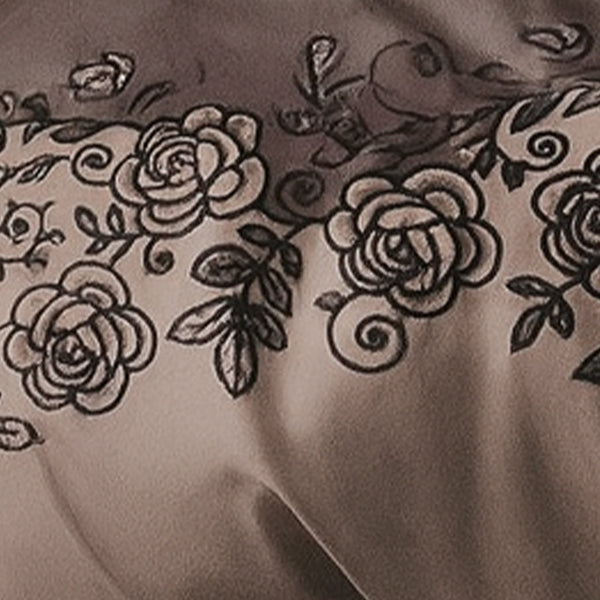 Brownish flowers print polycotton double bed bedsheet