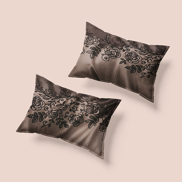 Brownish flowers print polycotton double bed bedsheet