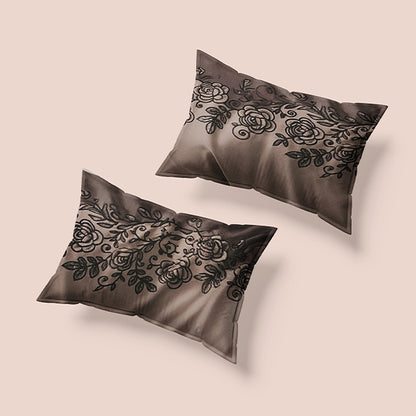 Brownish flowers print polycotton double bed bedsheet