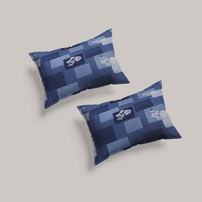 Blueish design print polycotton double bed bedsheet