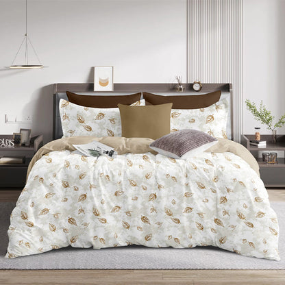 Leaf digital print multicolor polycotton double bed bedsheet