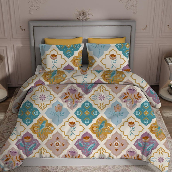 Multi design flowers multicolor polycotton double bed bedsheet