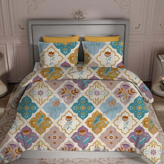 Multi design flowers multicolor polycotton double bed bedsheet