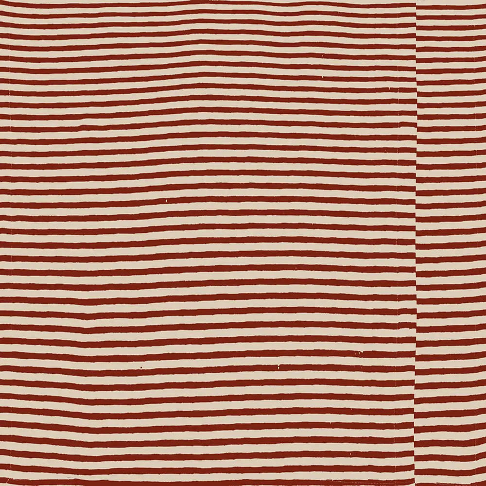 Striped fabric pattern with red and beige horizontal lines of Bird collection designer bedsheet