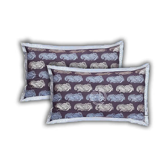 Two patterned pillows on a white background