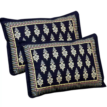 Two decorative pillows with intricate patterns on a white background
