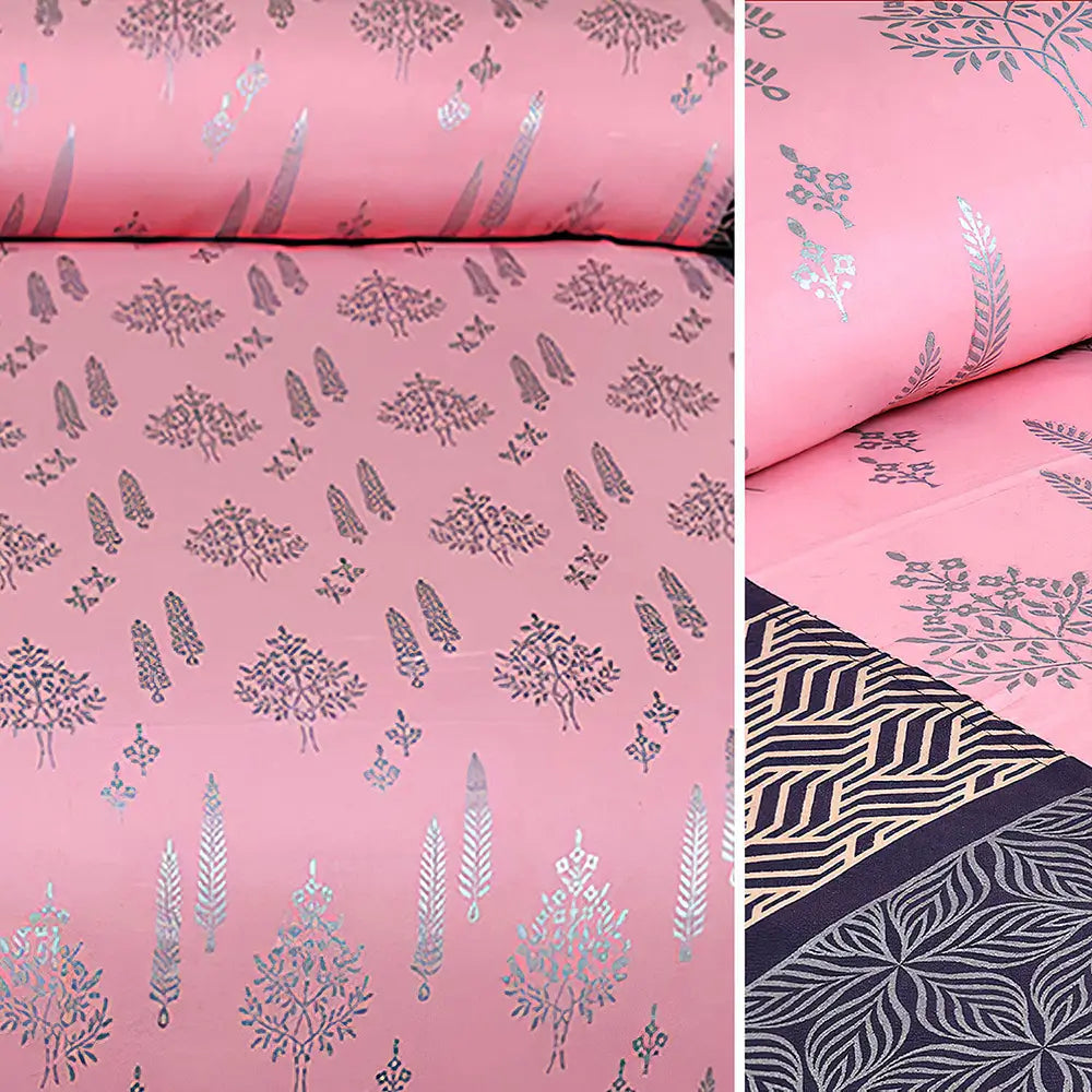 Bedsheet design with Collage of pink fabric with various patterns