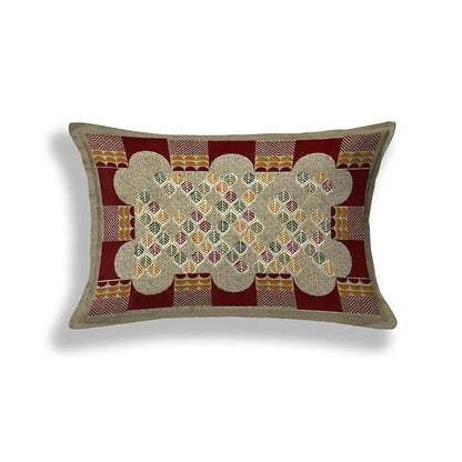 Decorative pillow with geometric pattern on a white background