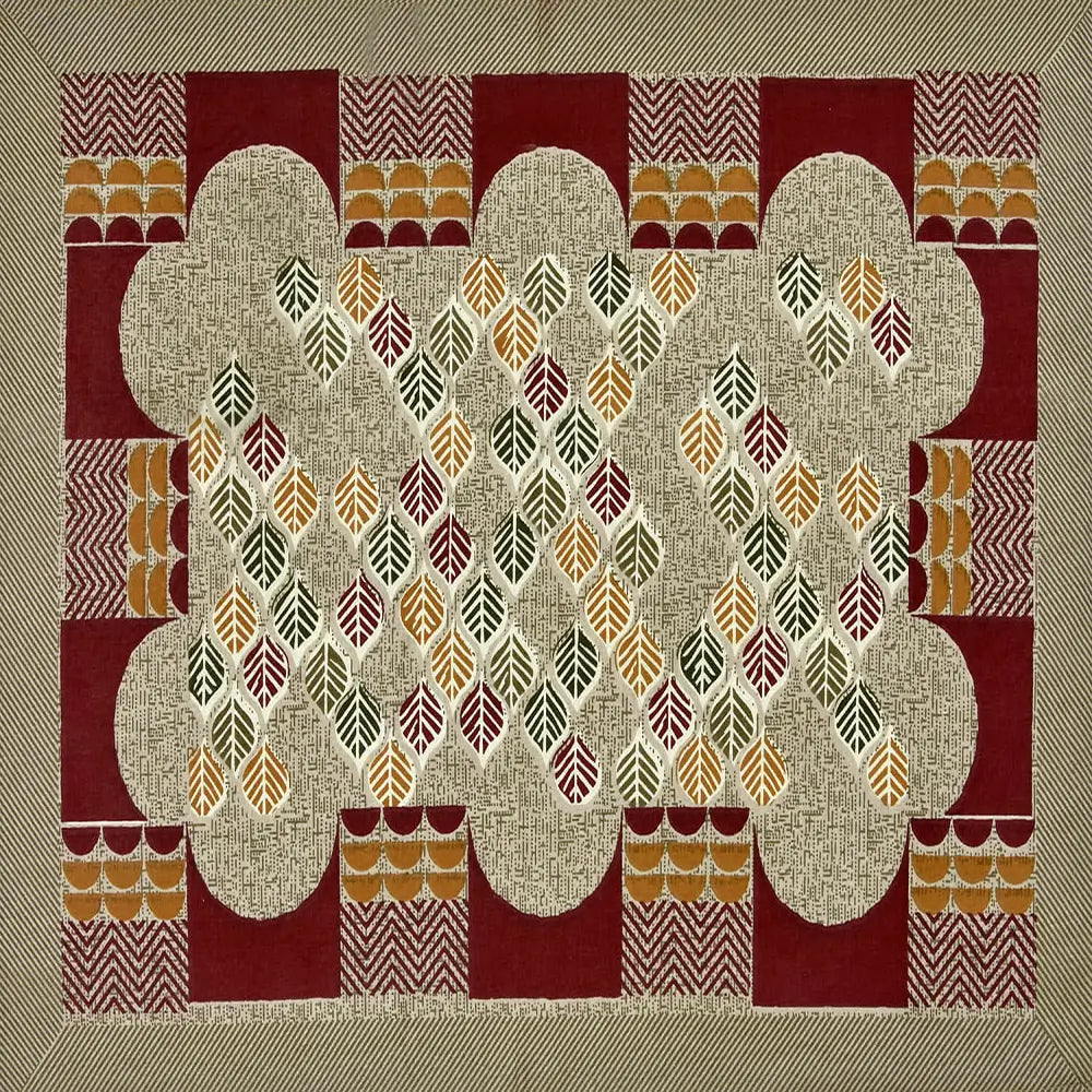 Bedhseet design - Decorative quilt with geometric pattern on a beige background