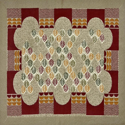 Bedhseet design - Decorative quilt with geometric pattern on a beige background