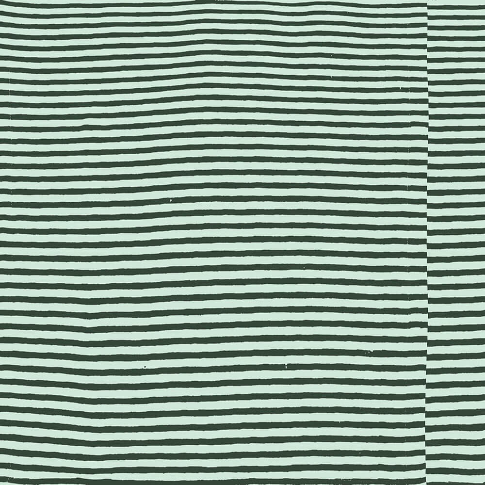 Striped fabric pattern with thin green and white lines on a textured background