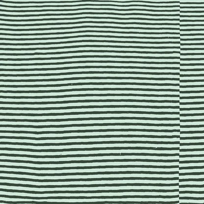 Striped fabric pattern with thin green and white lines on a textured background