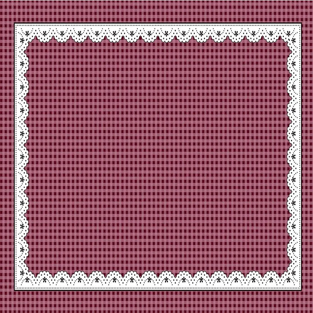 Red checkered tablecloth with white lace border - bedsheet design