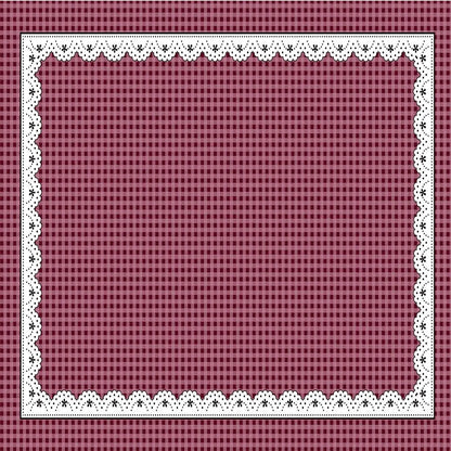Red checkered tablecloth with white lace border - bedsheet design